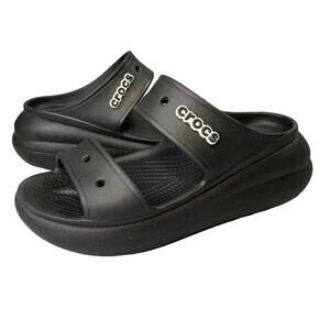 CROCS Iconic Crush Sandal Shoe Black Unisex Sz M7/W9 Platform Chunky Slide